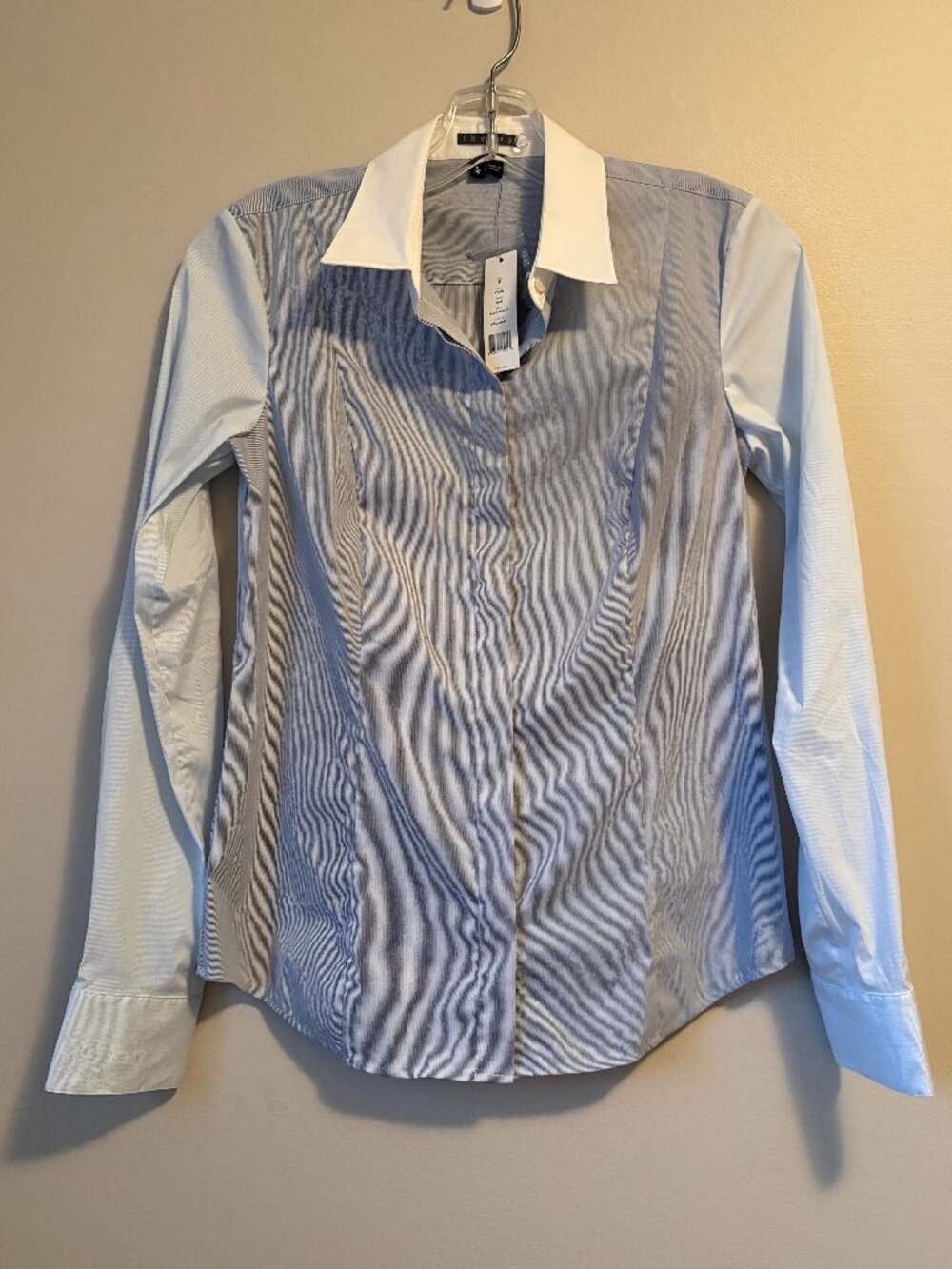 NWT Theory Etude Vida Striped Button Down Shirt Blouse Petite X-Small XS